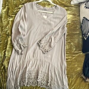 Chan Luu Gray Lace Trim Tunic
